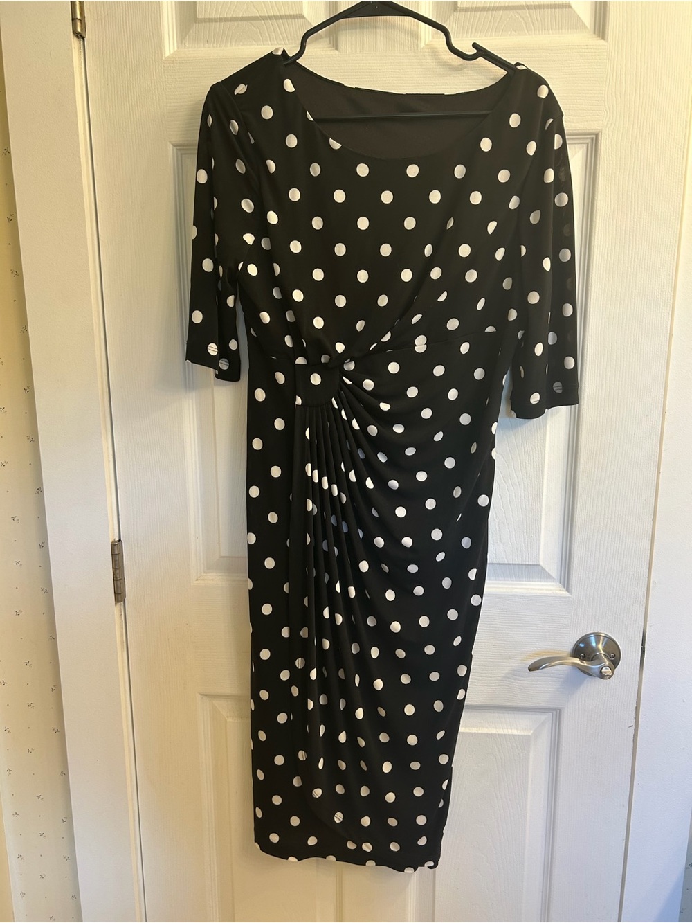 Vintage Black and White Polka Dot Midi Dress